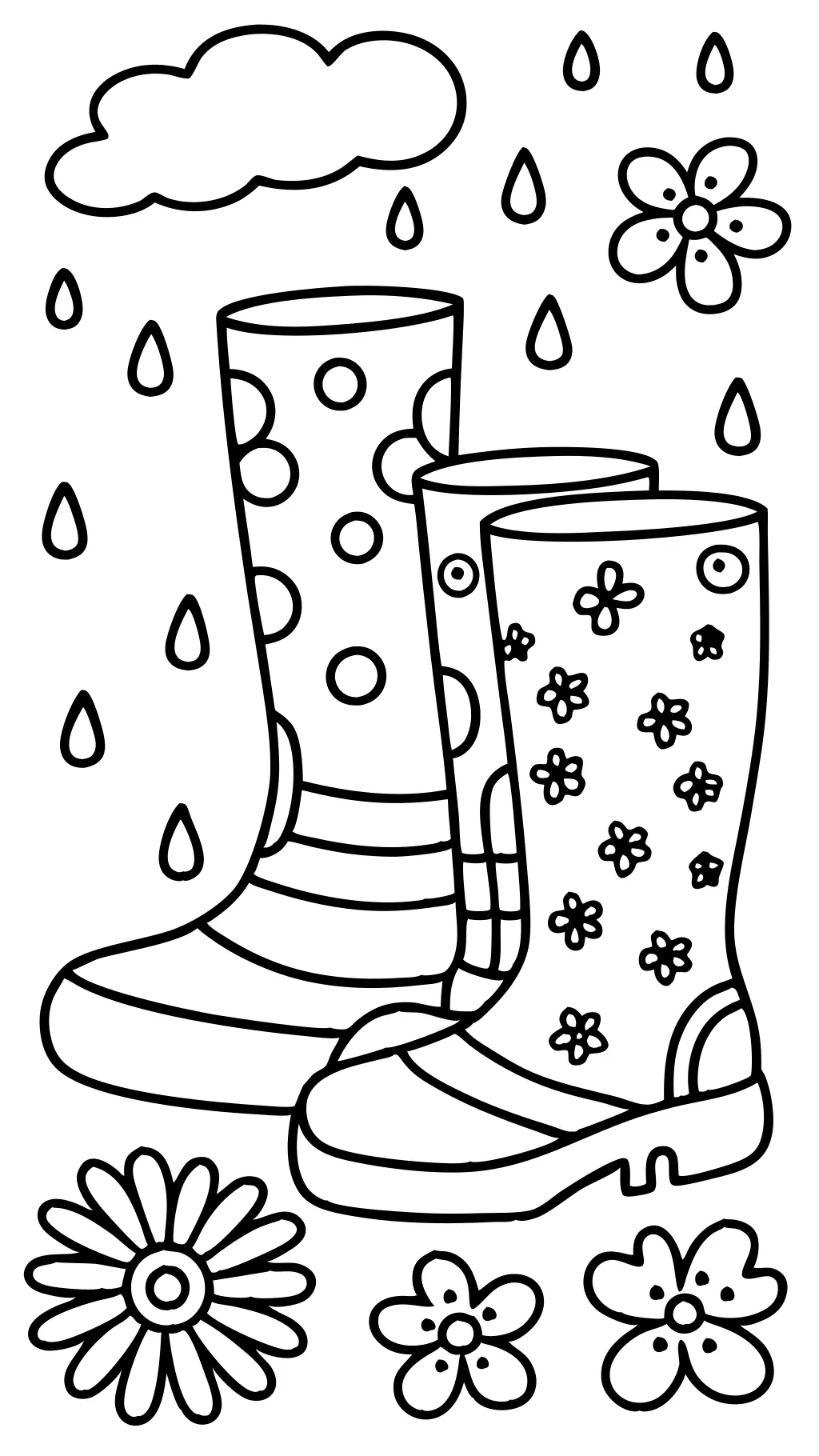 coloriage de bottes de pluie